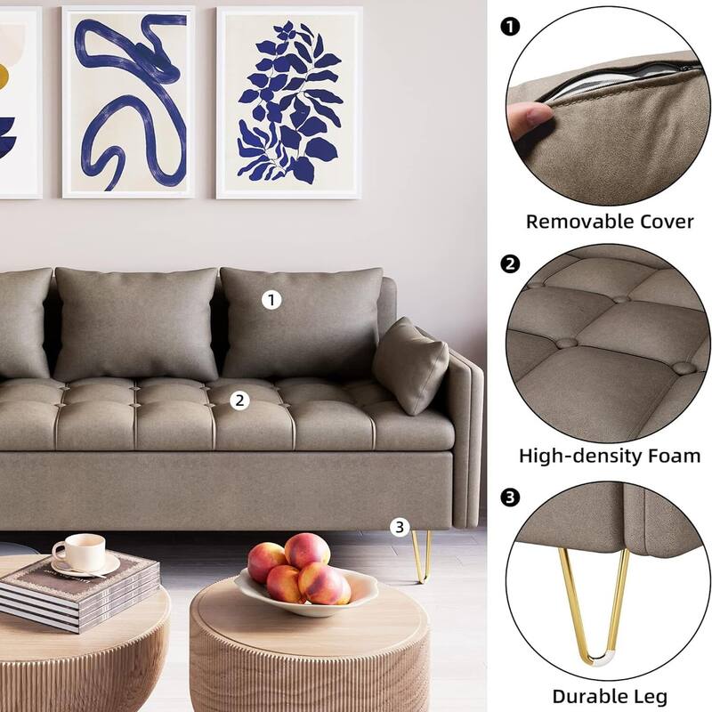 3-Seater Faux Leather Sofa