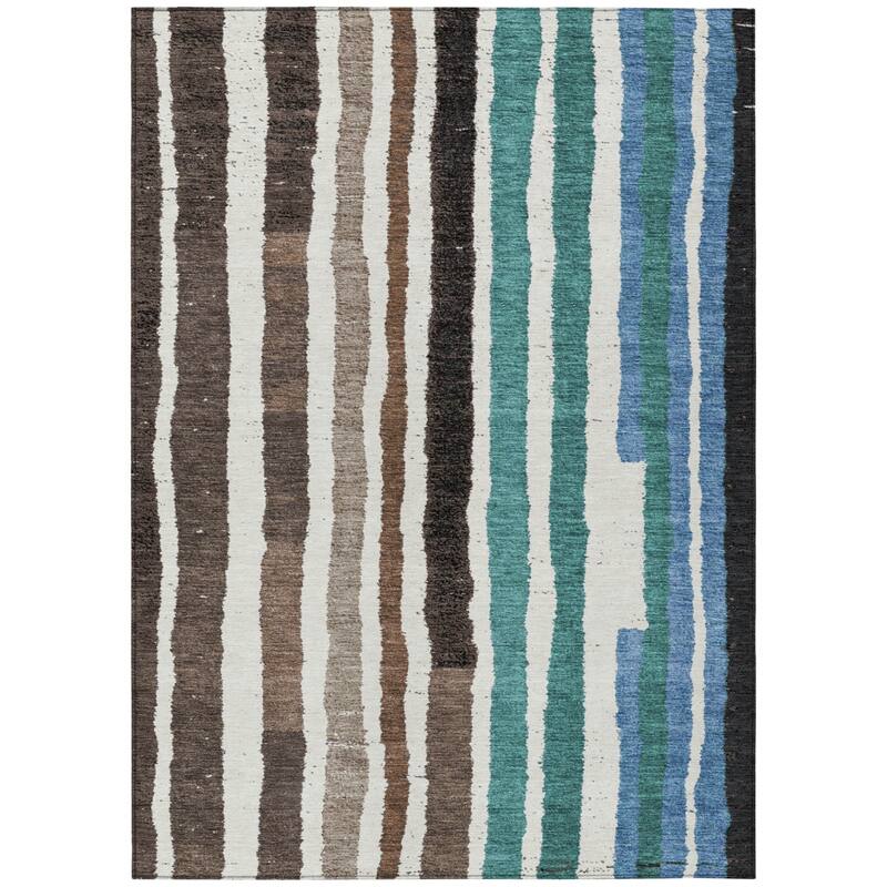 HomeRoots Striped Transitional Rectangle Outdoor Rug