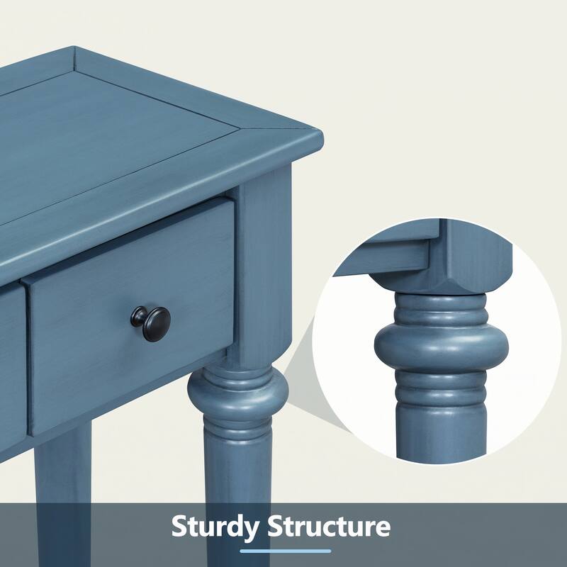 Entryway Table with 4 Drawers(Navy Blue)