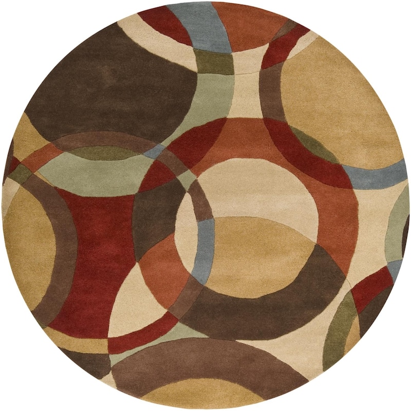 Livabliss Forum Mid-Century Geometric Hand Tufted Area Rug - Brunette/Amber - 6' x 6' Round
