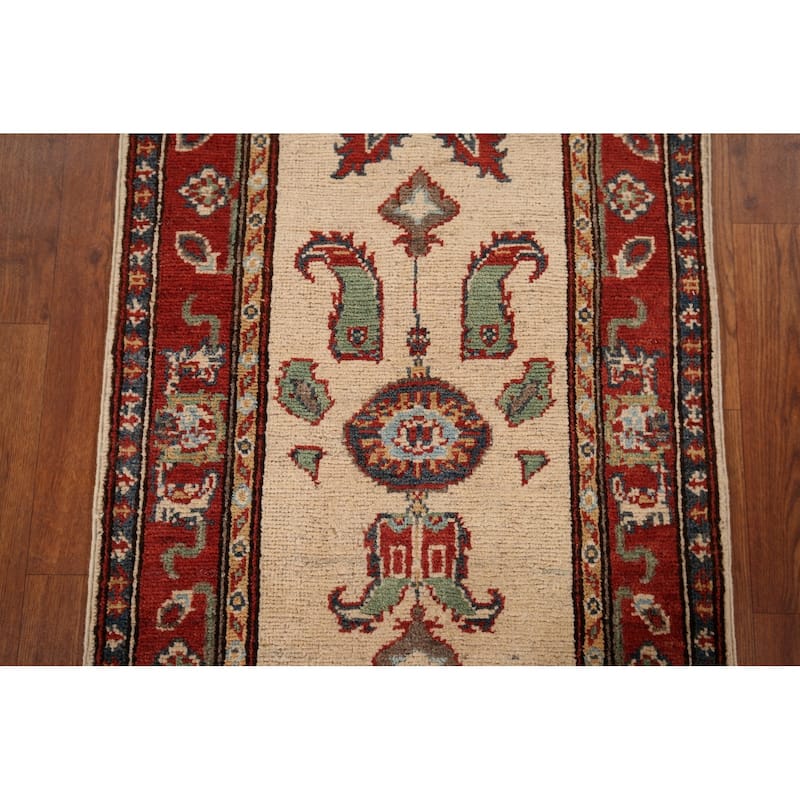 Kazak Oriental Runner Rug Hallway Hand-Knotted Wool Carpet - 2'1" x 5'9"