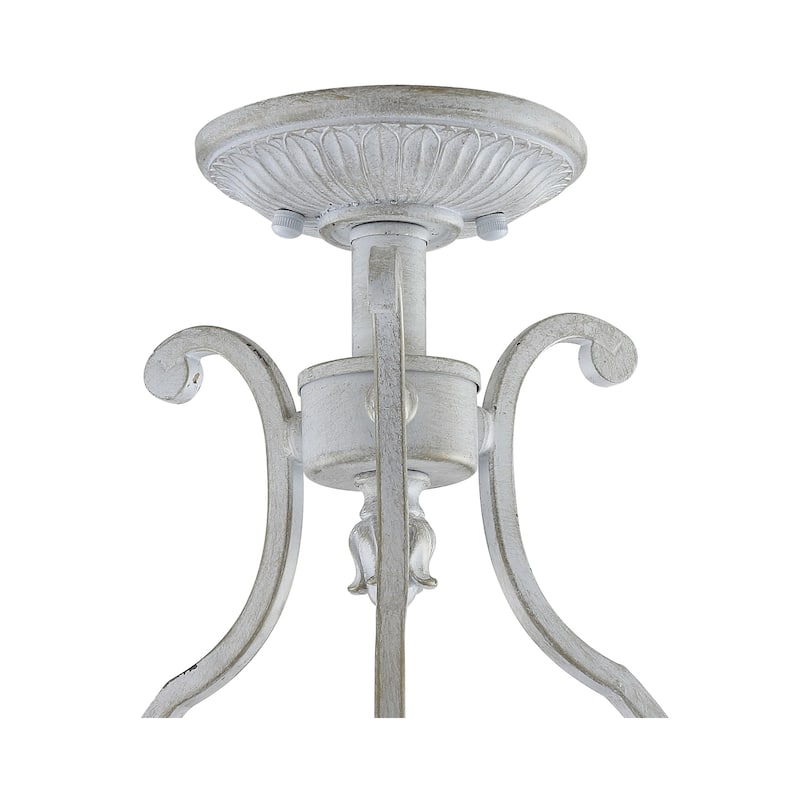 Austen 12.2" Metal LED Semi-Flush Mount, Antique White by JONATHAN Y
