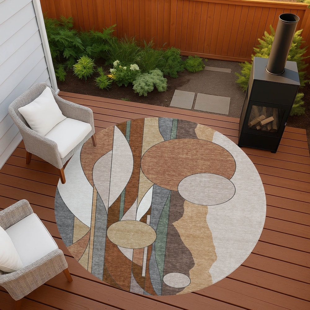 Machine Washable Indoor/ Outdoor Contemporary Retro Chantille Rug