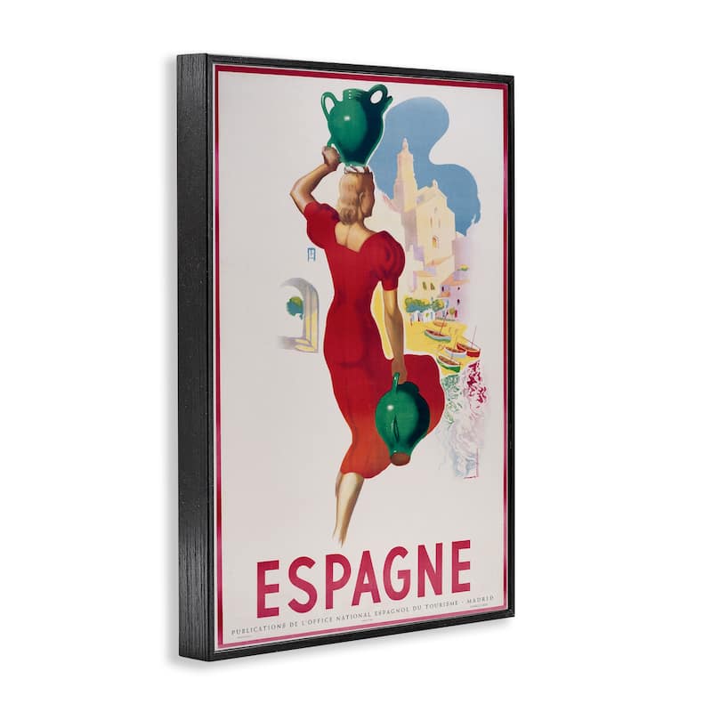 Stupell Vintage Spain Travel Advertisement Framed Giclee Art Design By Marcus Jules