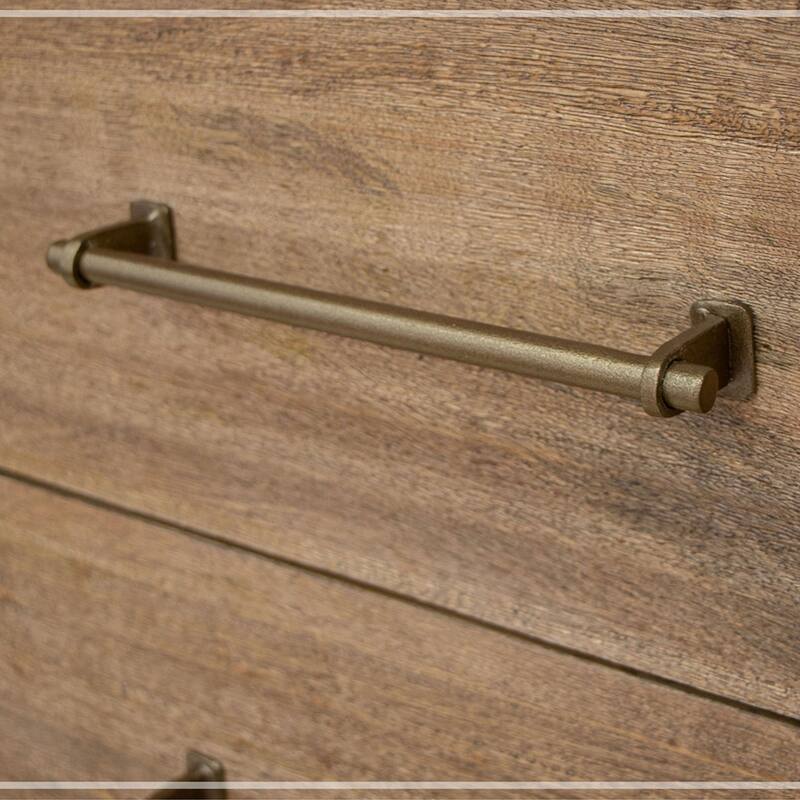 Olum 62 Inch Dresser, 6 Drawers, Metal Handles, Solid Mango Wood, Brown