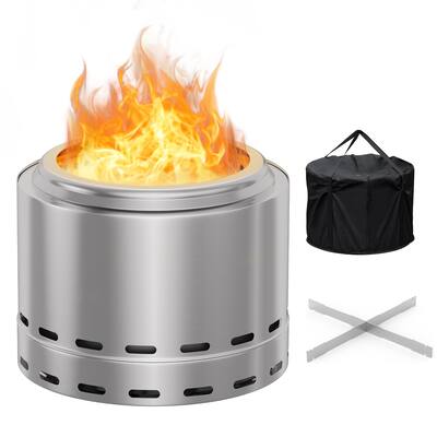 19.5" Smokeless Fire Pit, Portable Outdoor Firepit, Wood Burning Fireplaces, Low Smoke Bonfire for Camping, Patio and Outside