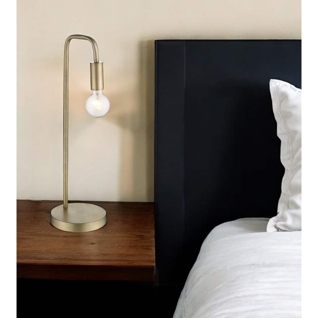 26 Inch Brass Metal Table Lamp with Harp Shade Fitter and 3-Way Switch - 8” x 8” x 26.25”