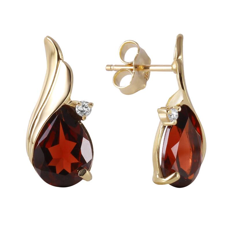 4.06 Carat 14K Solid Gold Stud Earrings Diamond Garnet Gemstone