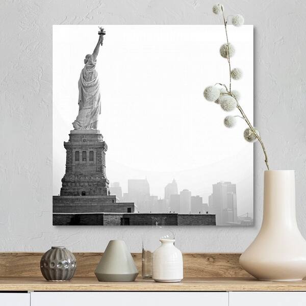 black and white image of statue of liberty" canvas wall art overstock 16441372 black and white image