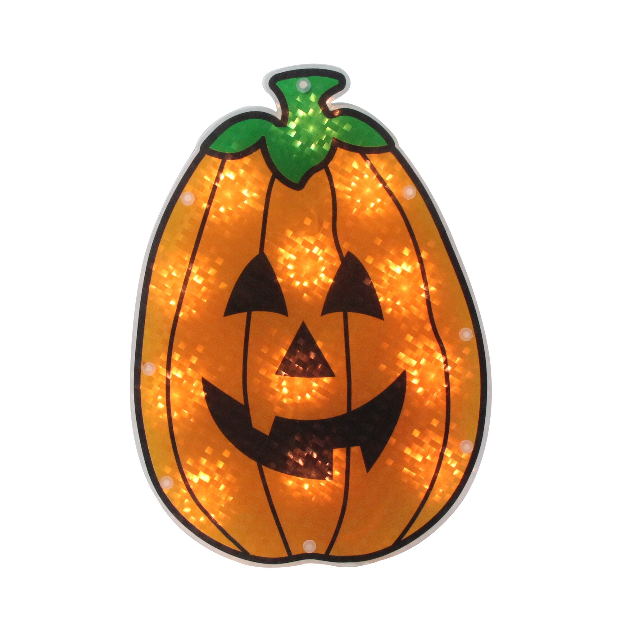 Shop 12 Orange Holographic Lighted Pumpkin Halloween Window Silhouette Decoration Overstock 25321655