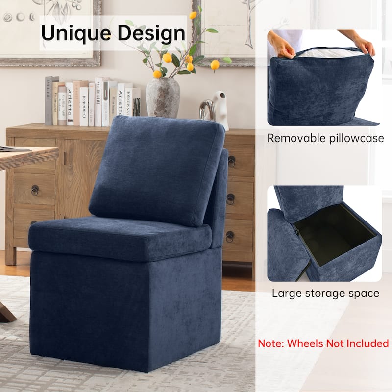 Upholstered Dining Chair with Under Seat Storage- Armless