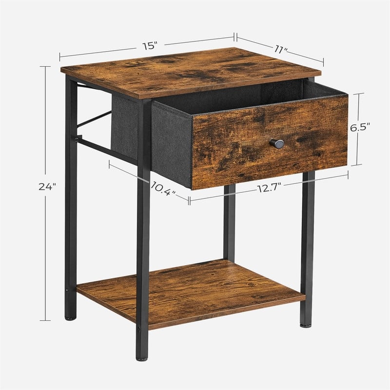 Nightstand, Side Table with Fabric Drawer