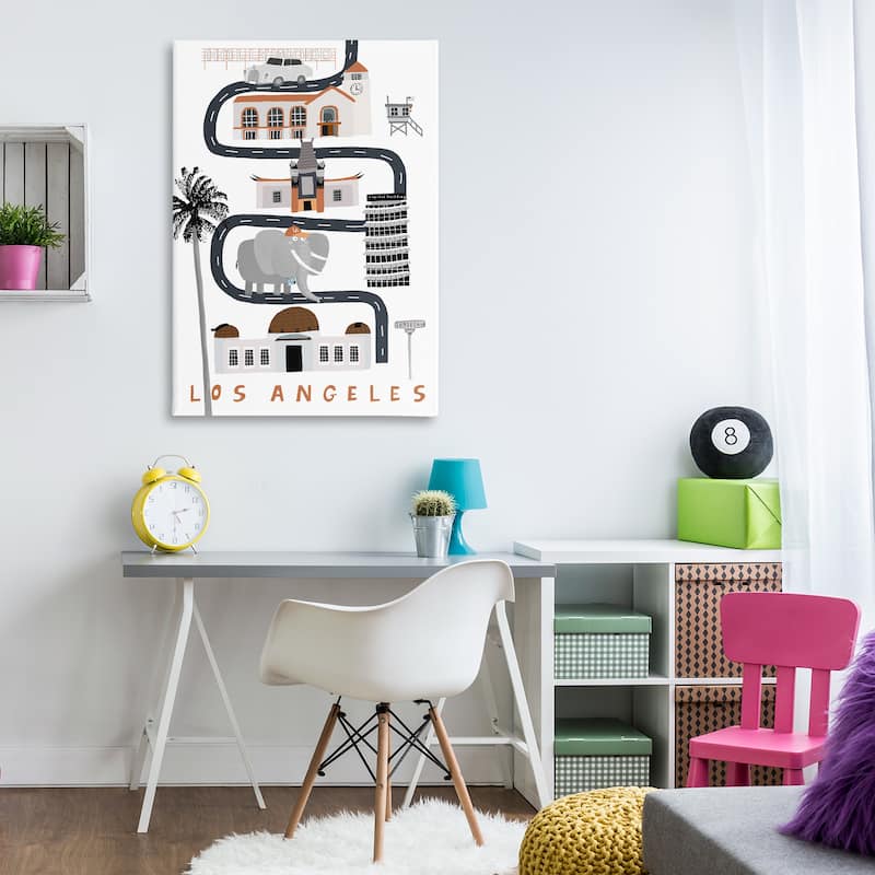 Stupell Los Angeles Whimsical Travel City Canvas Wall Art Design By Carla Daly
