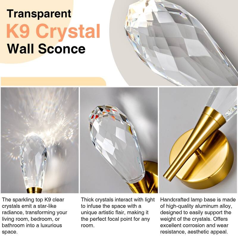 KAYLA 12 in. 1-Light Modern Gold LED Wall Sconce