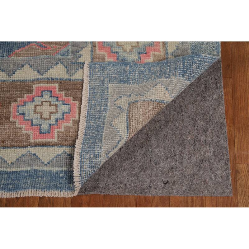 Hand Knotted Oriental 100% Wool Carpet Transitional Geometric Navy Blue & Blues Oushak Area Rug - 11' 0'' X 8' 4''