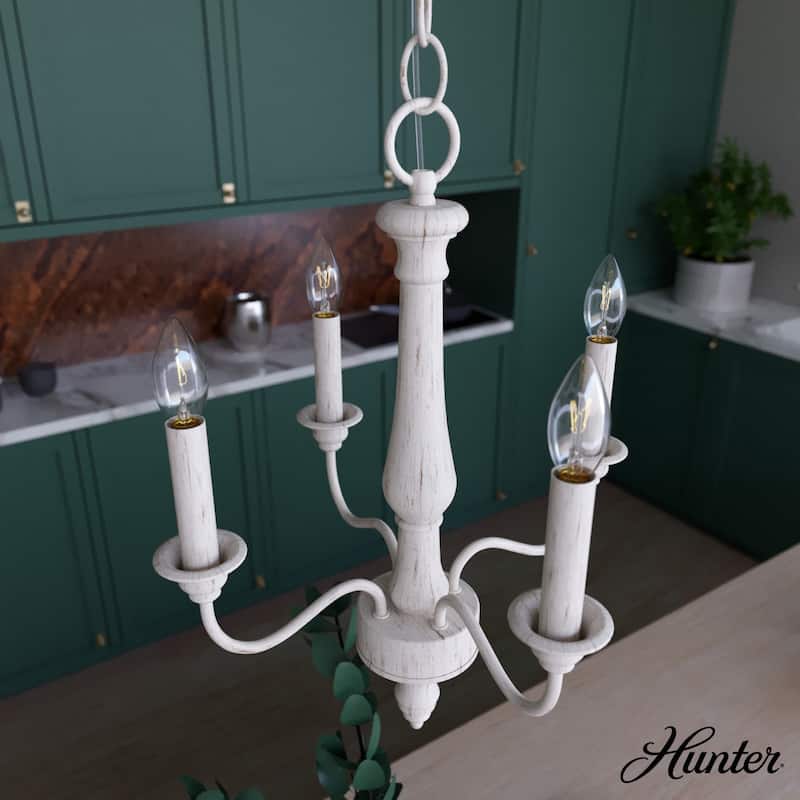 Hunter Teren 4-Light Chandelier - Island, Dining Room, Entry - Candle, Vintage, French Country, Farmhouse