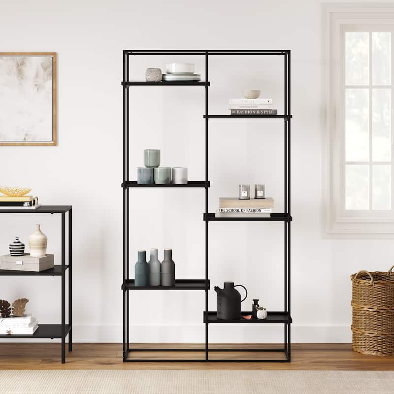 Rye Studio Loranze Industrial Open 6 Tier Metal Shelving Bookcase - Black