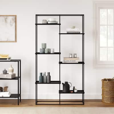 Rye Studio Loranze Industrial Open 6 Tier Metal Shelving Bookcase