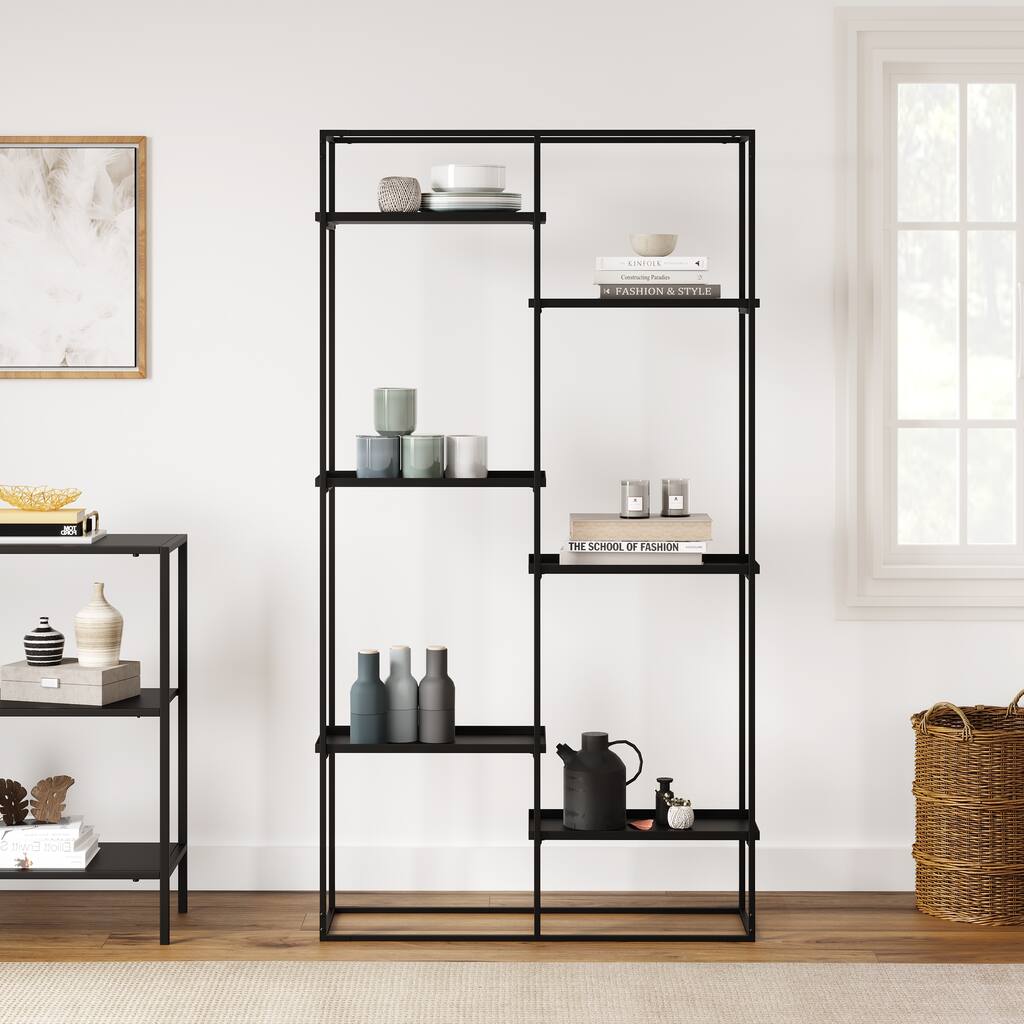 Rye Studio Loranze Industrial Open 6 Tier Metal Shelving Bookcase
