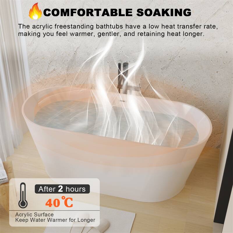 67" Glossy White Freestanding Acrylic Bathtub