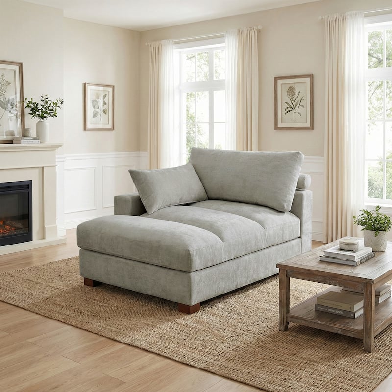 42"W Chenille Upholstered Chaise Lounge