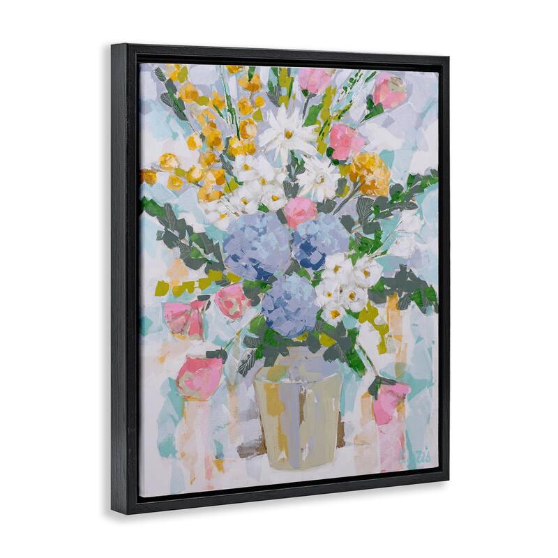 Stupell Pastel Abstract Bouquet Framed Floater Canvas Wall Art Design By Joan Curtis