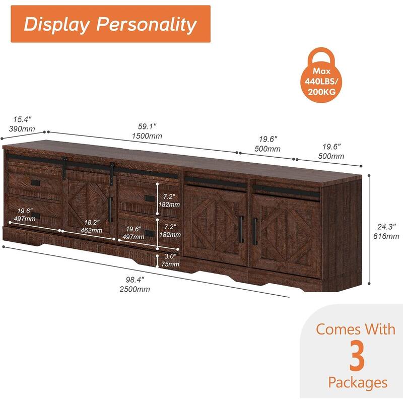 Modern Farmhouse TV Stand for up to 85" 110" 140" TVs