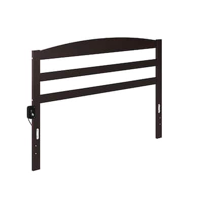 Arched Horizontal Slat Wood Queen Size Headboard in Espresso Finish with Timeless Classic Design