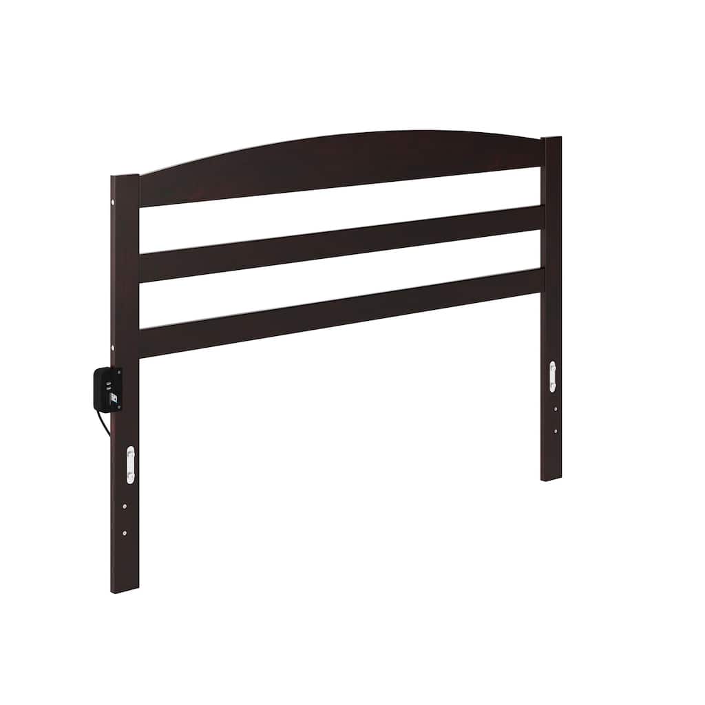 Arched Horizontal Slat Wood Queen Size Headboard in Espresso Finish with Timeless Classic Design
