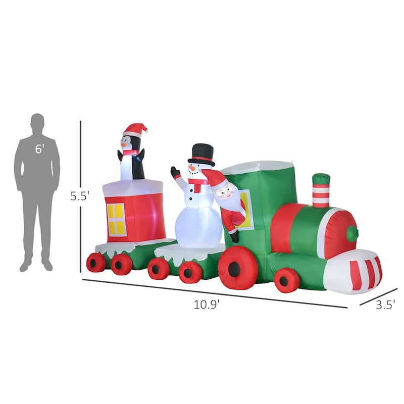Multi-Color Polyester Inflatable Holiday Train with LED Lights and Blower