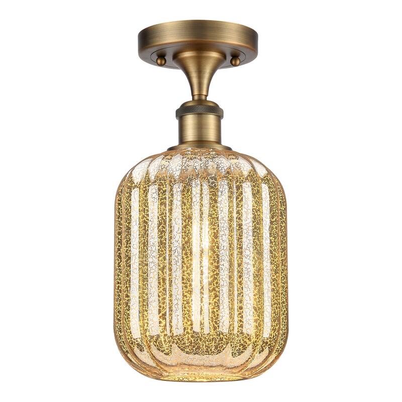 Innovations Lighting Endless Possibilities Ballston - Preston - 1 Light 7" Jar Shade Semi-Flush Mount - Mercury/Brushed Brass