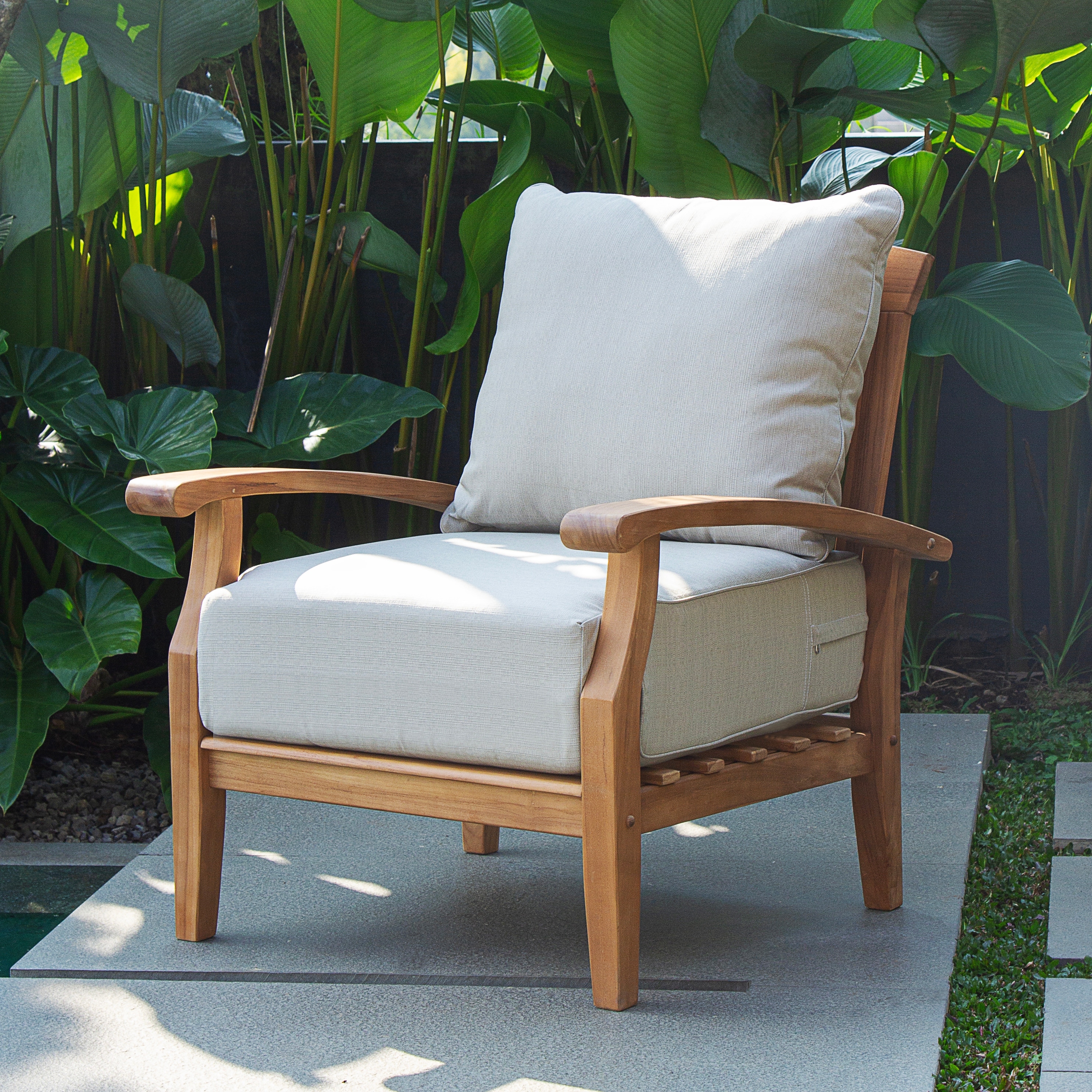 Cambridge Casual Leon 3-Piece Teak Patio Chat Set with Cushions-image