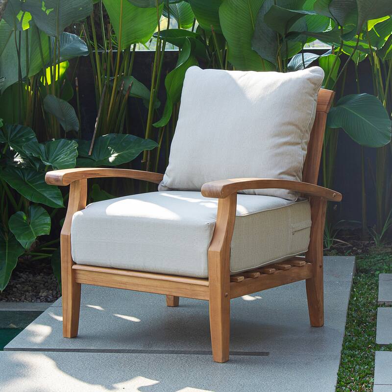 Cambridge Casual Leon 2-piece Teak Patio Club Chair with Ottoman