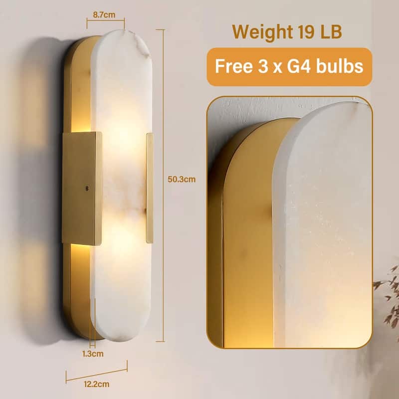 KAYLA Dimmable LED Polished Wall Sconce With Alabaster Shade (Set Of 2)