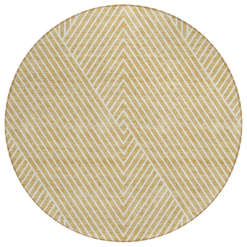 Machine Washable Indoor/ Outdoor Modern Geo Chantille Rug