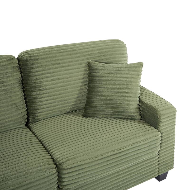 125.2" Corduroy U-Shaped Sectional Sofa with Movable Ottoman and Side Storage Pockets