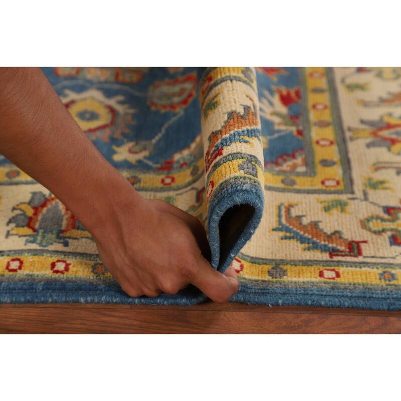 Blue Oushak Oriental Accent Rug Hand-Knotted Wool Carpet - 3'3" x 4'11"