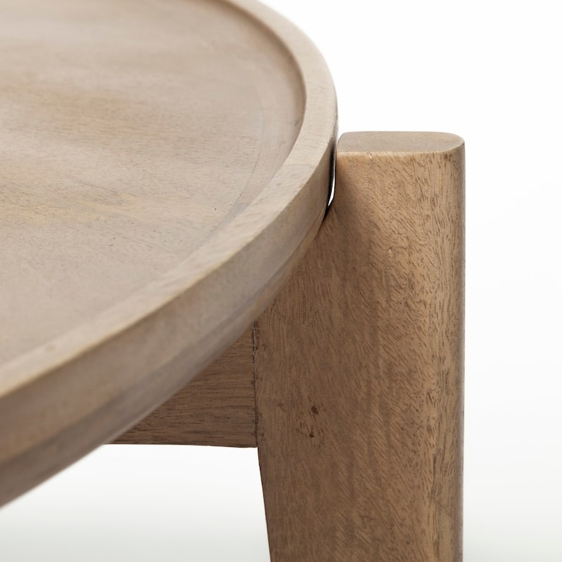 Cleaver I Medium Brown Solid Wood Round Accent Table