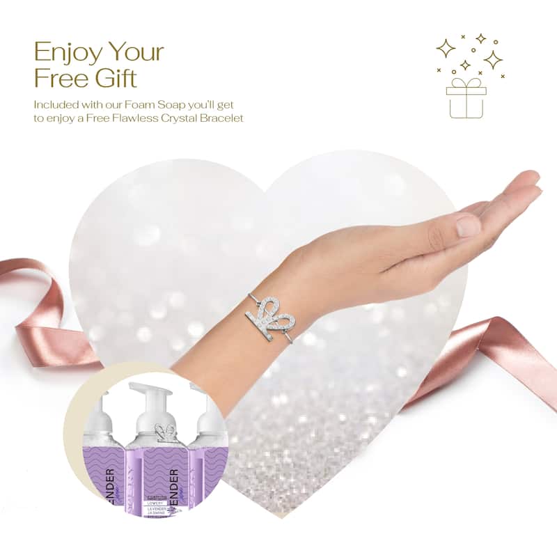 Lovery Foaming Hand Soap - Lavender Jasmine - Pack of 3 - Free Swarovski Bracelet - 3 pc