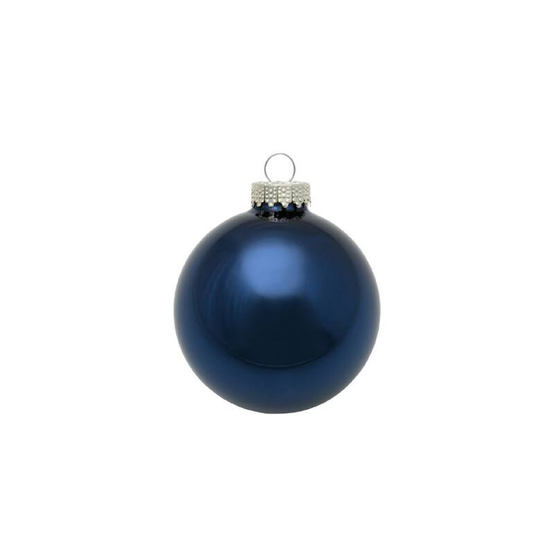 Shiny Finish Christmas Ball Ornaments 2.75" (70Mm) Midnight Blue 12Ct
