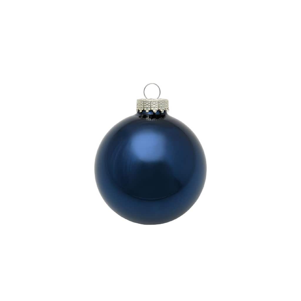 Shiny Finish Christmas Ball Ornaments 2.75" (70Mm) Midnight Blue 12Ct