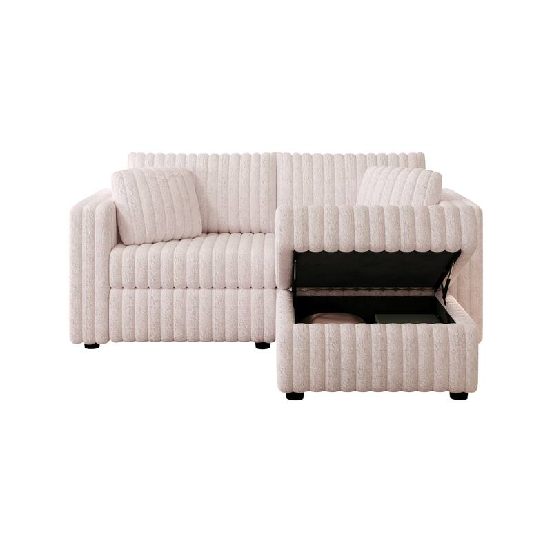 75.6" Soft Modular 2-person Light Pink Sofa with Hydraulic Lift and Ottoman, Comfortable & Stylish