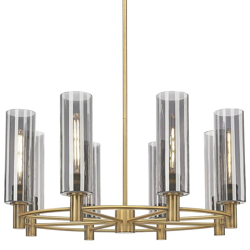 Innovations Lighting 434-8CR-15-32 Crown Point Chandelier Crown Point - Brushed Brass / Light Smoke