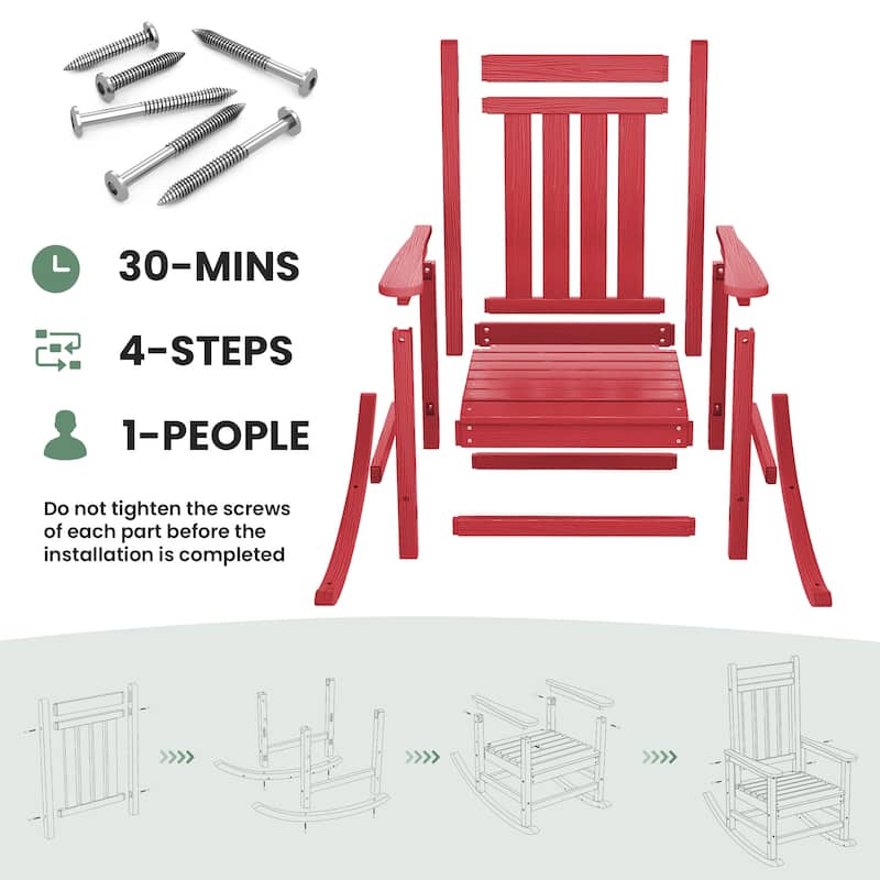 HDPE Outdoor Patio Rocking Plastic Adirondack Chair