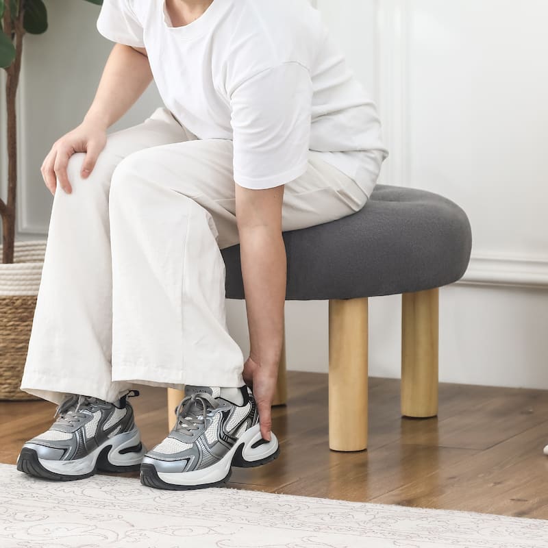 Adeco 23" Round Ottoman Footrest for Living Room