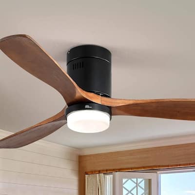 52 Inch Flush Mount Ceiling Fan With/without Light and Remote Modern Ceiling Fan Bedroom