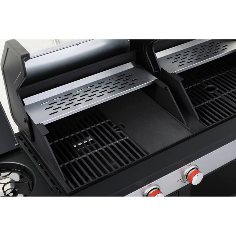 3-Burner Propane Gas BBQ Grill with Side Burner & Enameled Cast Iron Cooking Grids,Stainless Steel Barbecue Grills