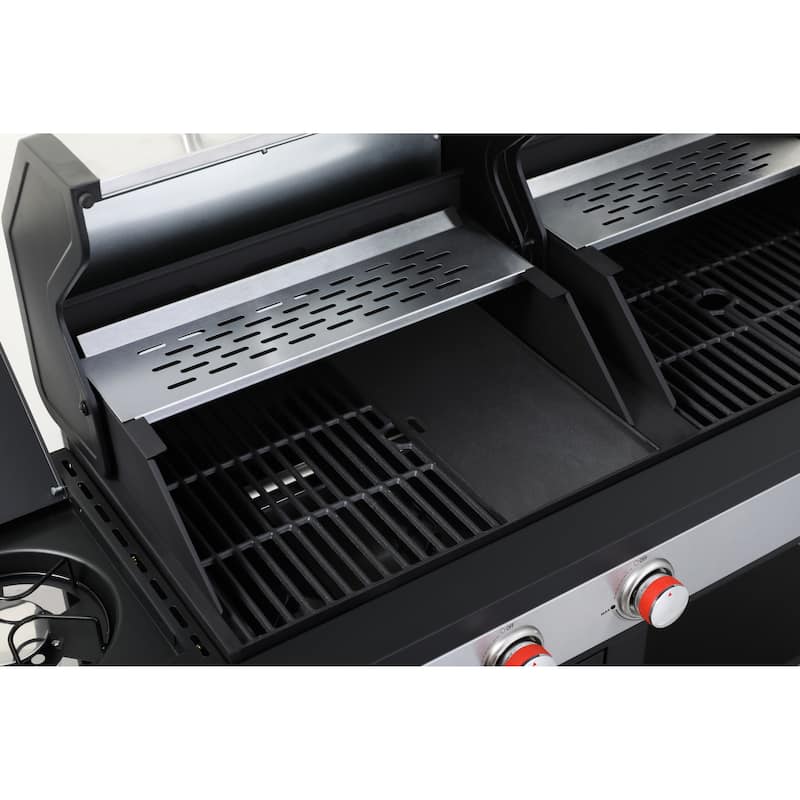 3-Burner Propane Gas BBQ Grill with Side Burner Charcoal Grill Enameled Cast Iron Cooking Grids For Outdoor Barbecue