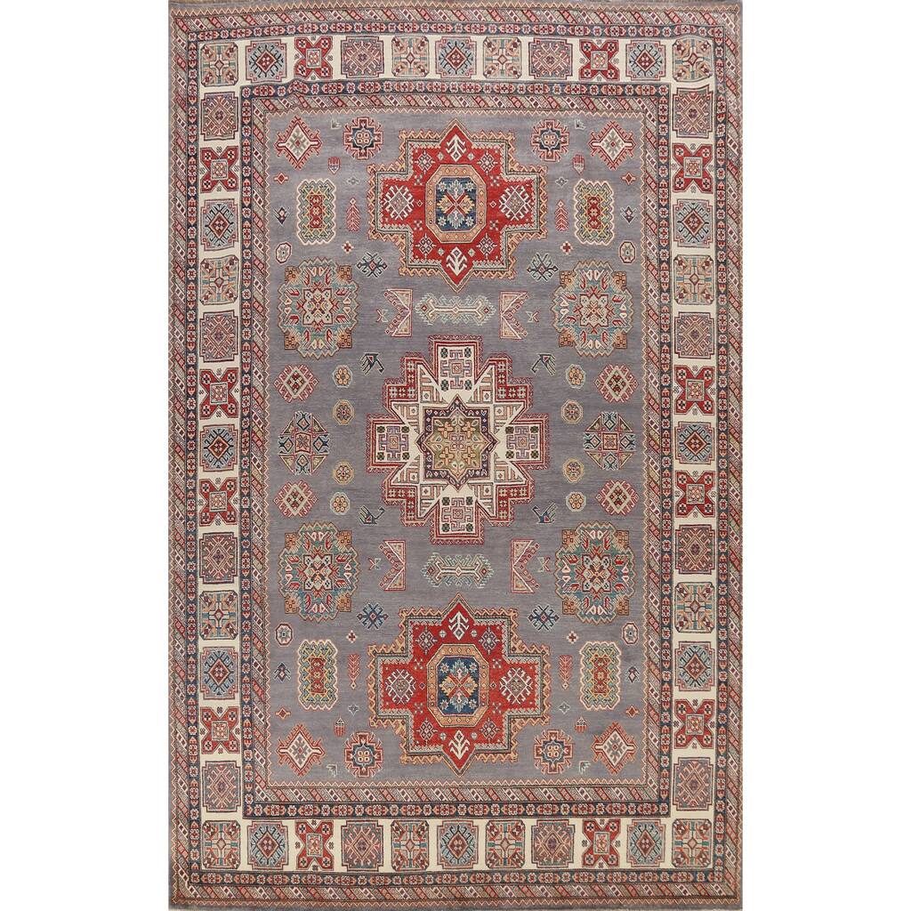 Oriental Vegetable Dye Super Kazak Area Rug Hand-knotted Wool Carpet - 8'11" x 11'10"