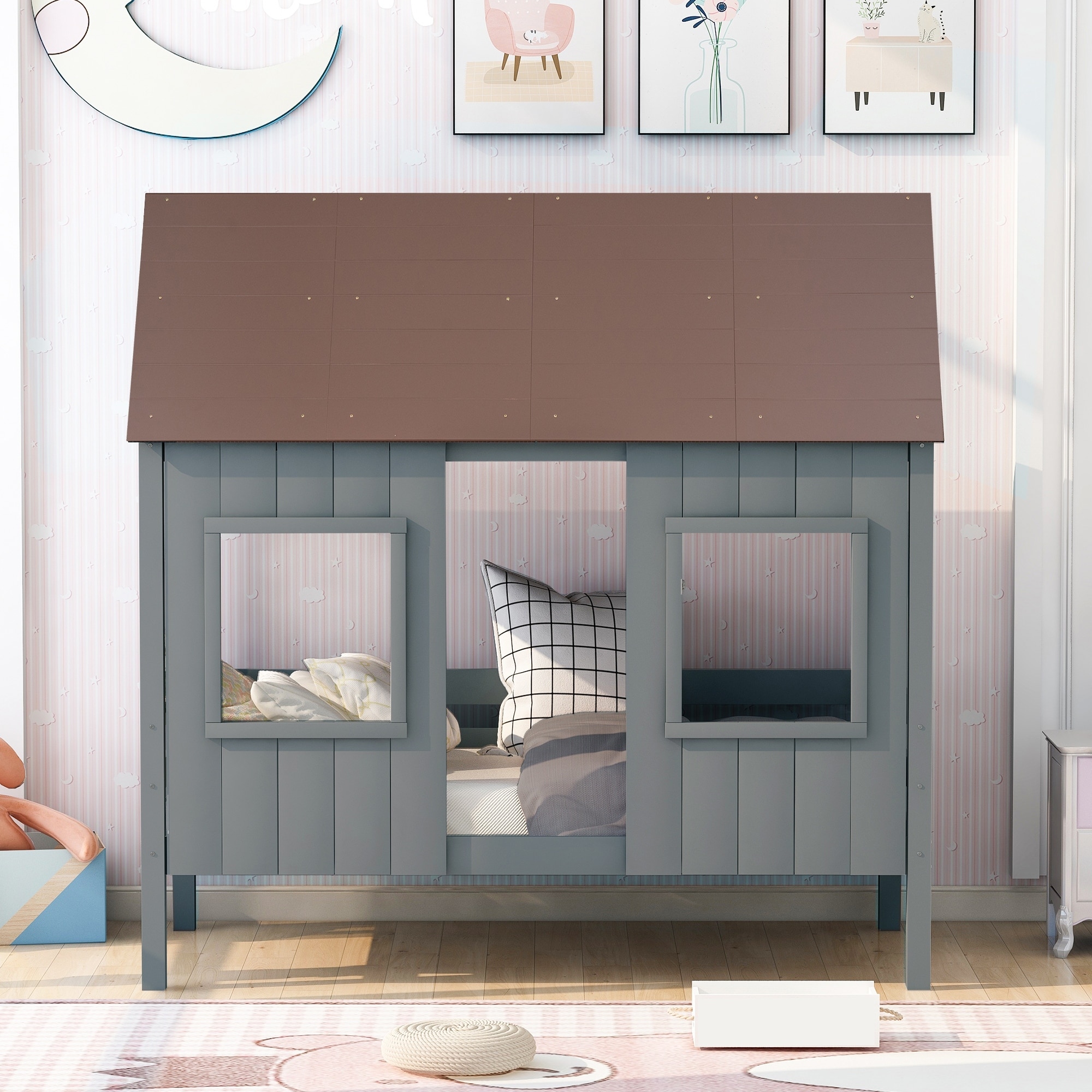 Kid Friendly Design Twin Size House Bed Kids Bed Bed Bath
